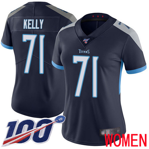 Tennessee Titans Limited Navy Blue Women Dennis Kelly Home Jersey NFL Football #71 100th Season Vapor Untouchable->tennessee titans->NFL Jersey